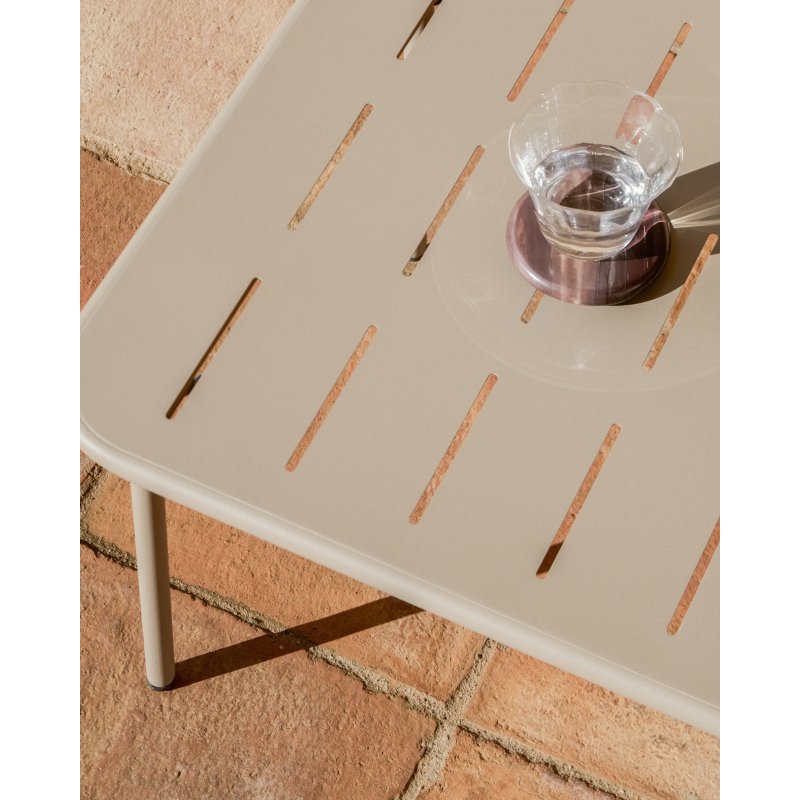 Table d’extérieur Zivia en acier galvanisé taupe 90 x 50 cm
