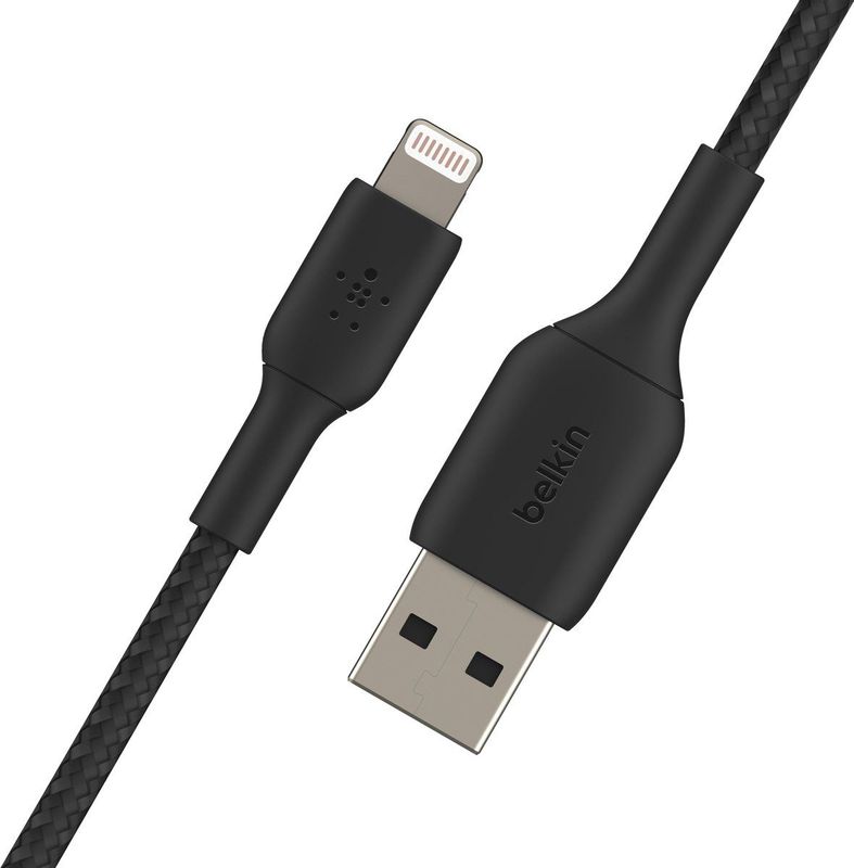 Belkin - Braided BoostCharge - Lightning naar USB Kabel - Zwart - 15 cm