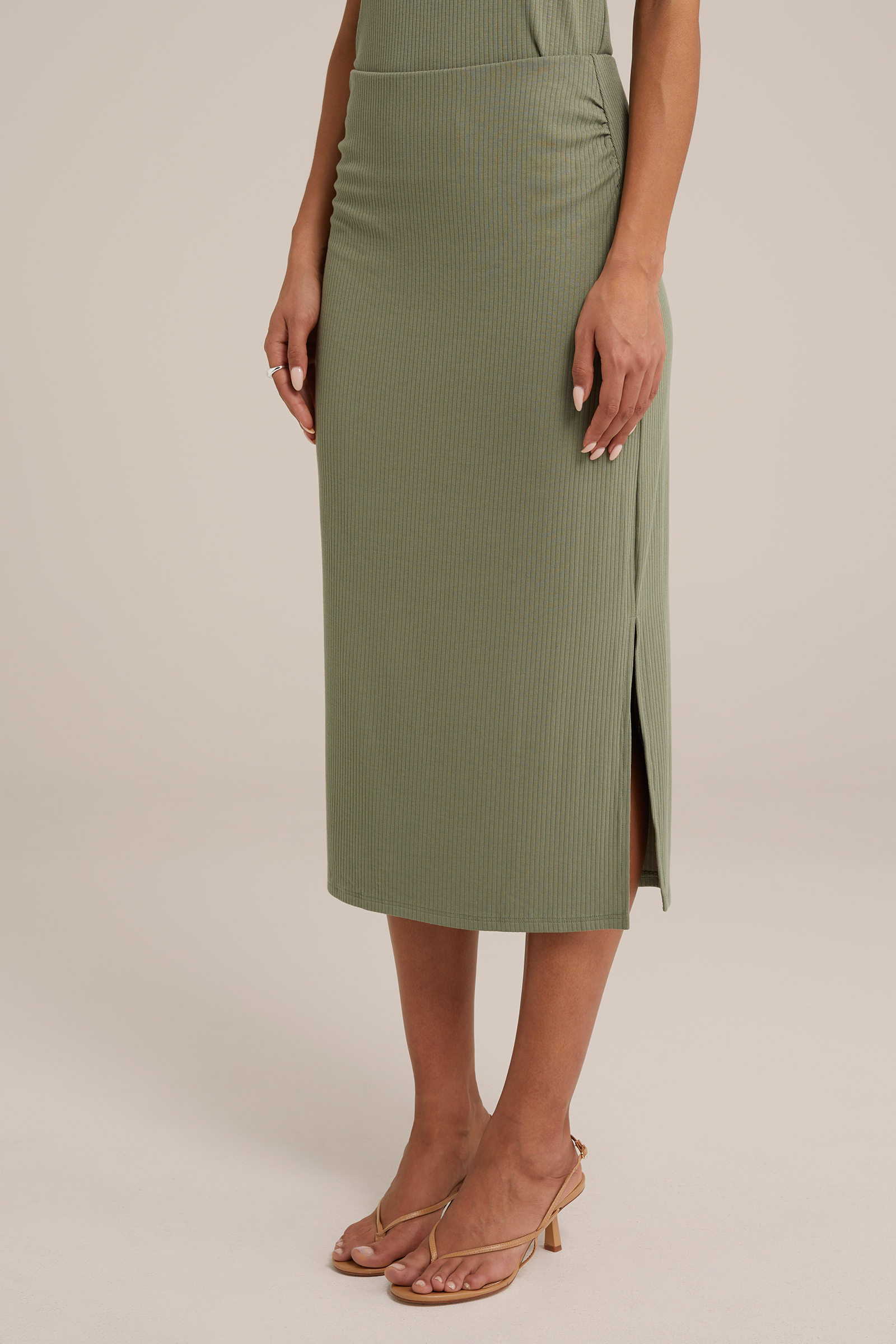 geribde rok WE Fashion Lichtgroen