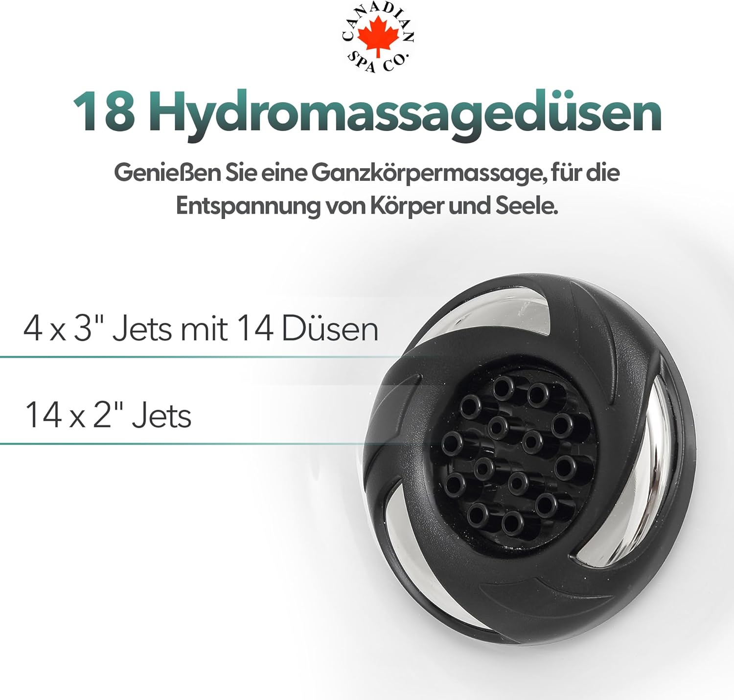 CANADIAN SPA CO. Cornwall Plug & Play 13 Outdoor Hot Tub 5 Personen, 198x198x73 cm, viereckig, mit Abdeckung, LED Beleuchtung, Heizung und 18 Jets, ganzjährige Nutzung