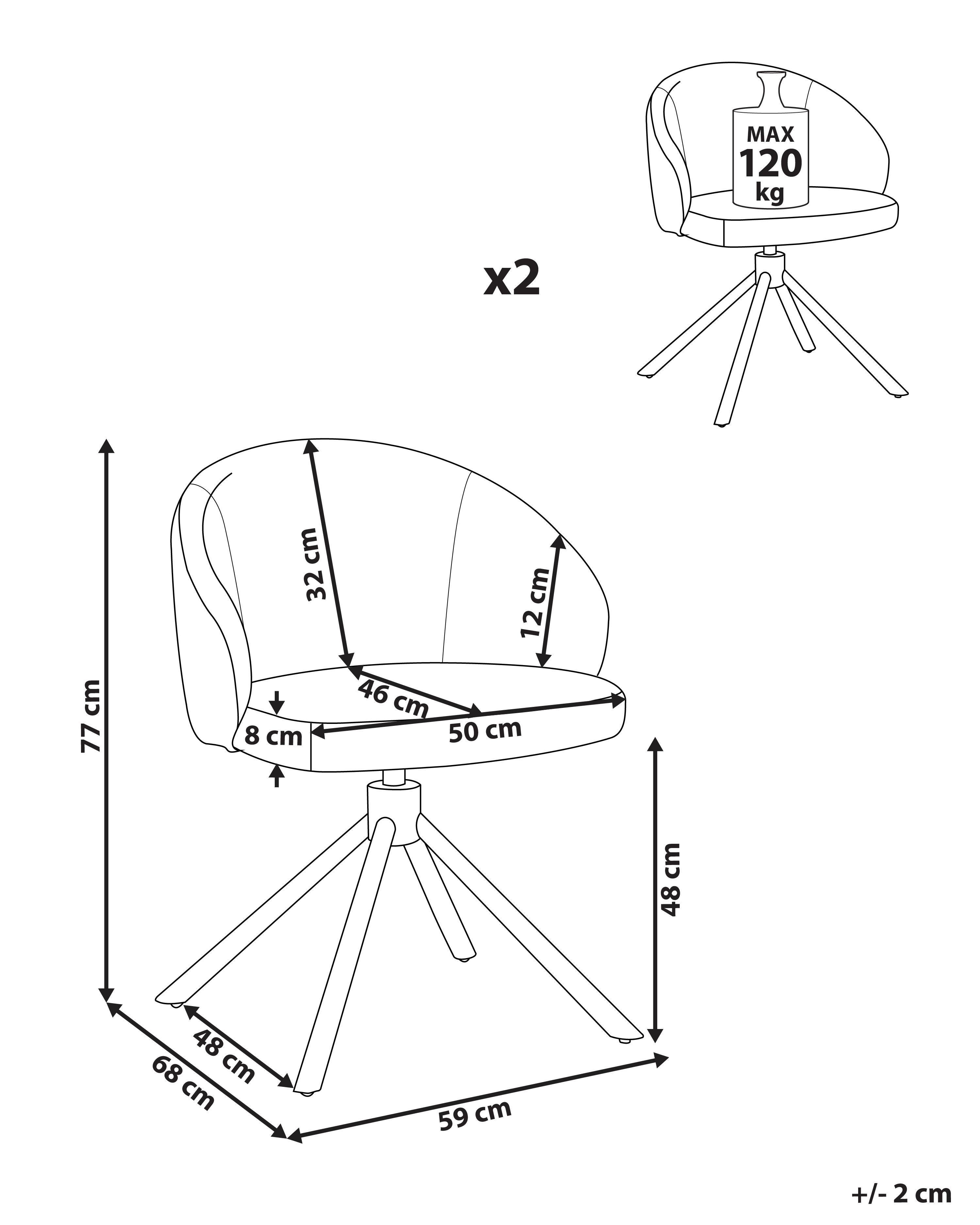 Set van 2 eetkamerstoelen draaibaar OVALO Stof Gebroken wit