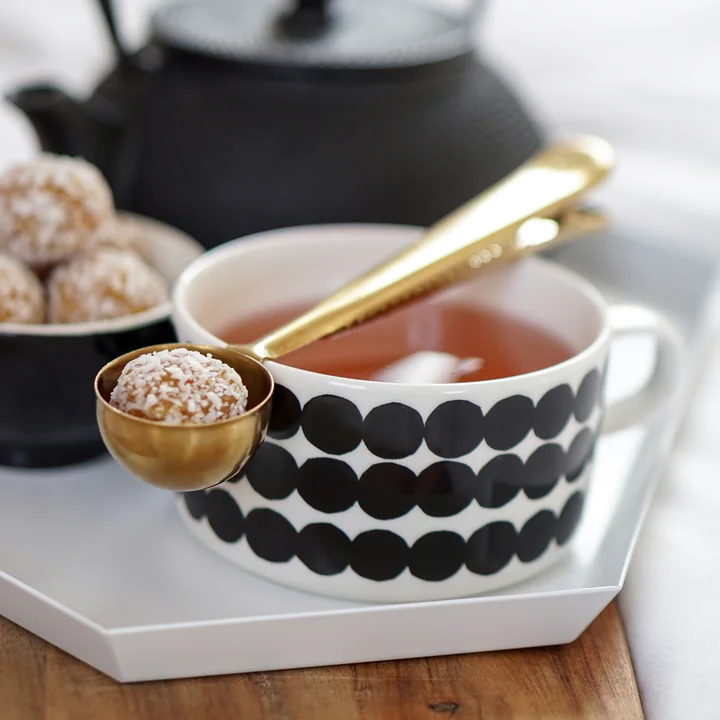 Marimekko - Oiva Siirtolapuutarha Teetasse mit Henkel, weiss / schwarz
