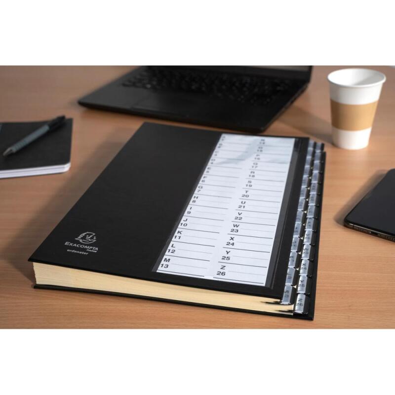 Trieur à onglets cavaliers 26 compartiments Alphanumériques - A4 - Noir