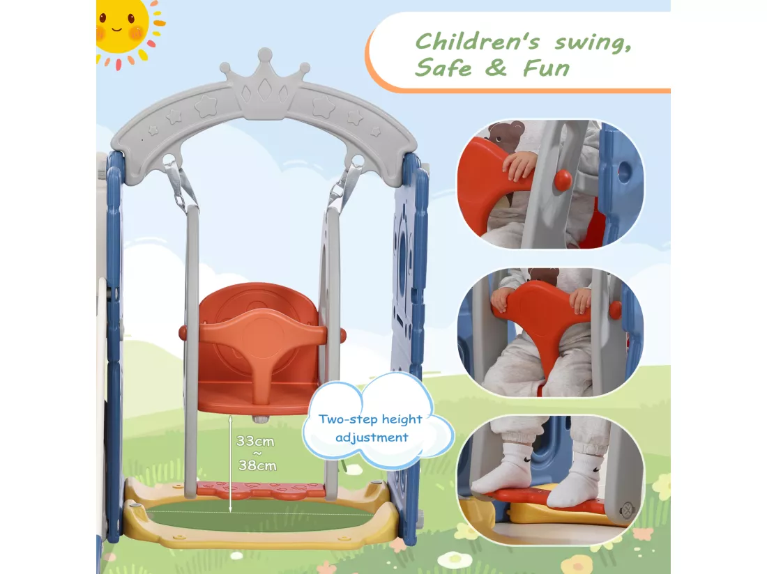 Toboggan et jeu d'escalade pour enfants, aire de jeux pour enfants 5 en 1, en polyéthylène haute densité