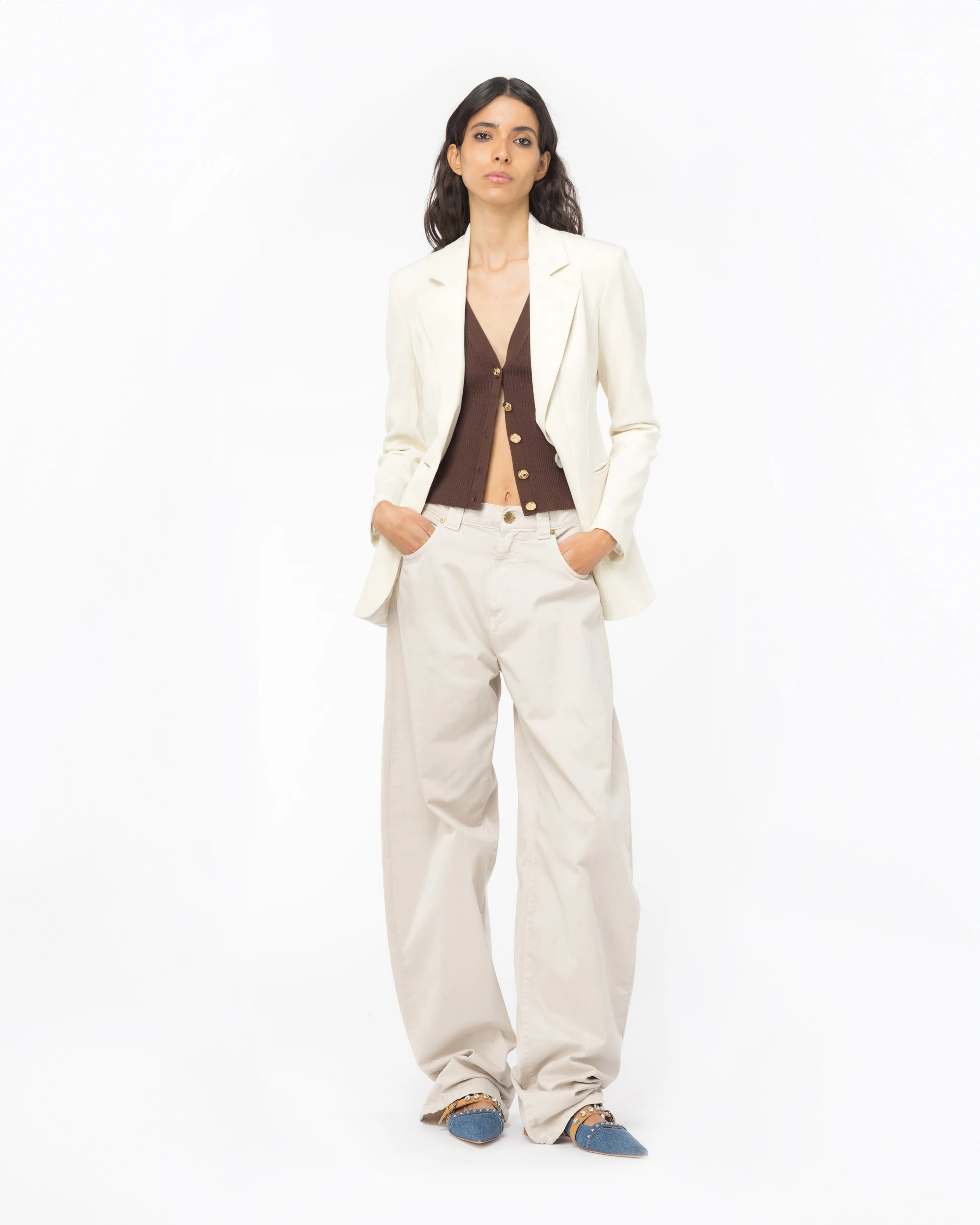 Cardigan côtelé avec logo love birds transparent | Marron