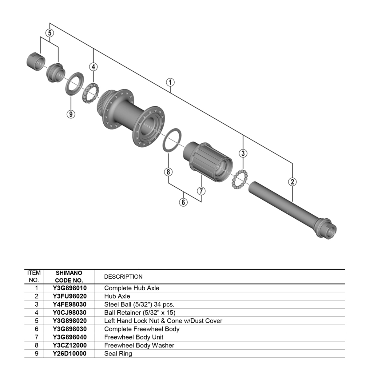 Shimano WH-RS171 Komplet Aksel Thru