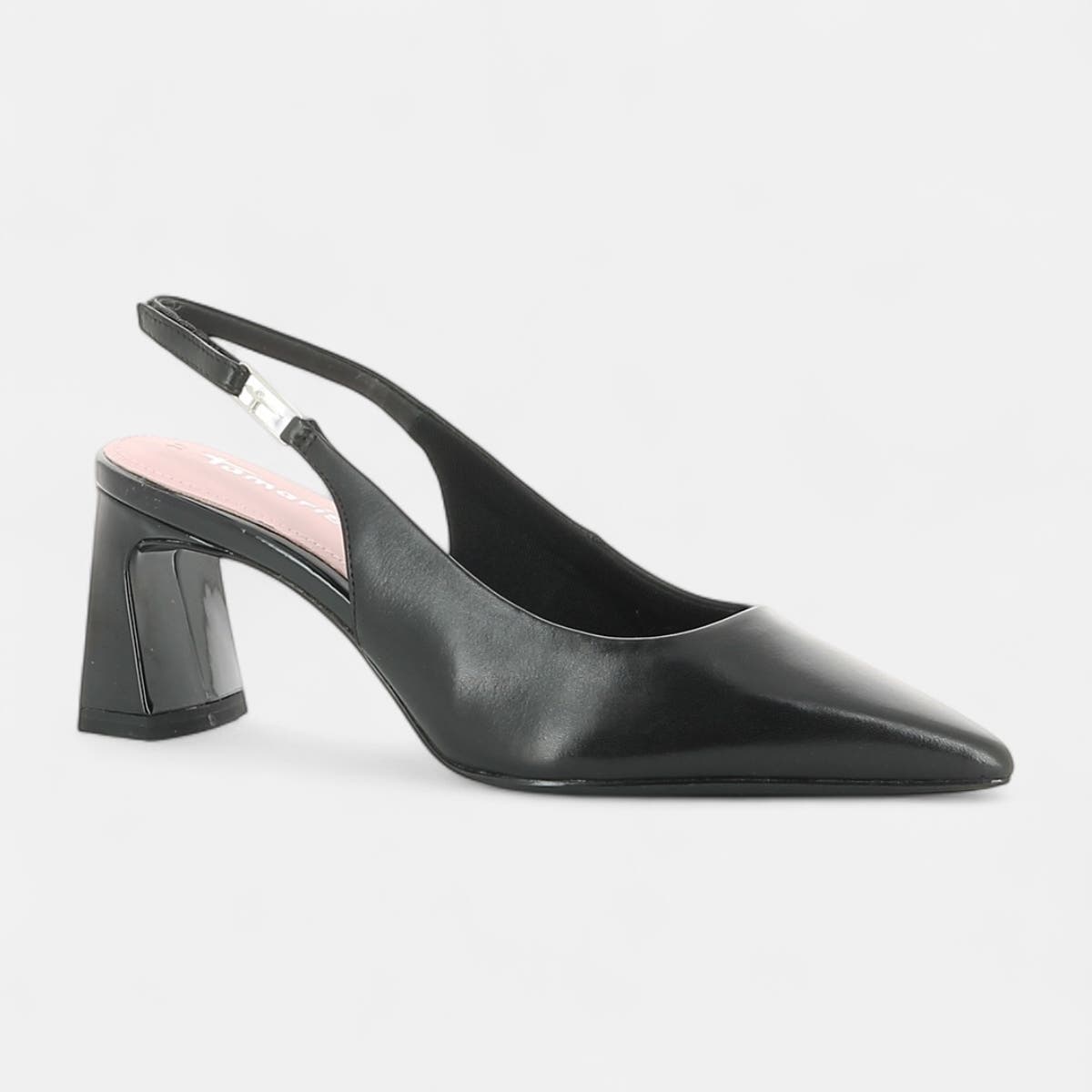 Escarpins avec bride arrière à talon Femme en cuir noir