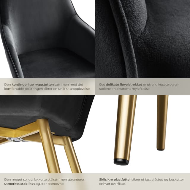 Stol Marilyn velour, guld