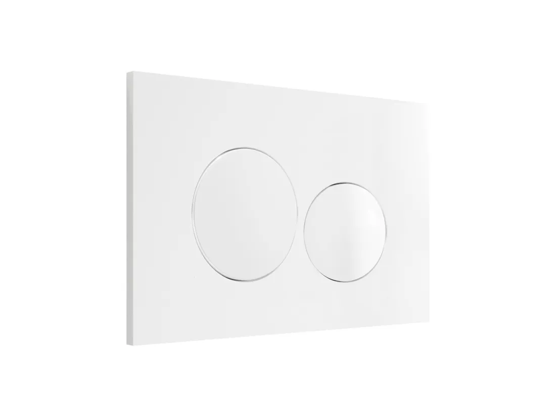 Pack WC suspendu blanc avec bâti-support et plaque de déclenchement blanche ronde - CLEMONA