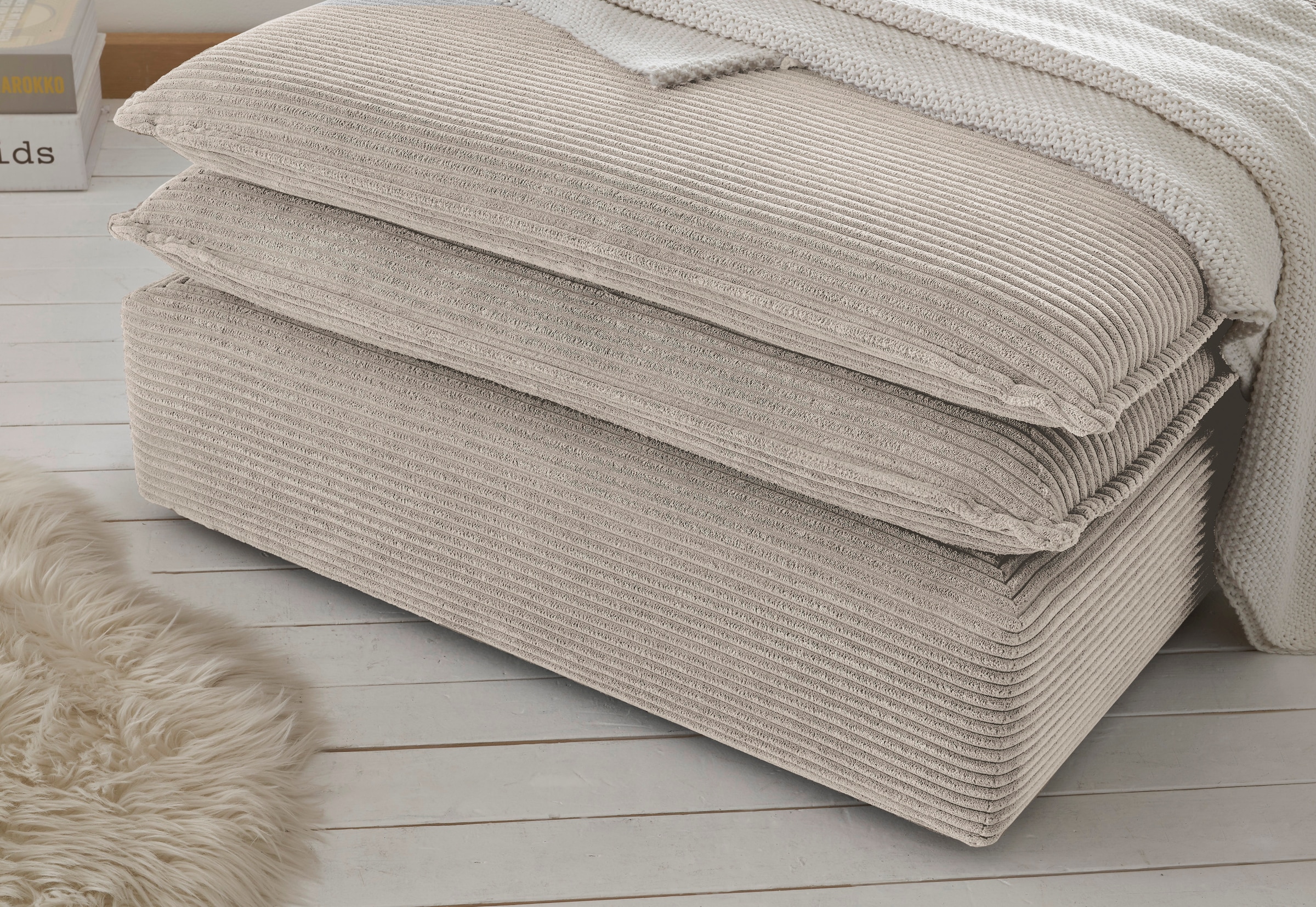 Home affaire Sitzgruppe »PIAGGE« 2 Stk. tlg. Hochwertiger Cord, Sessel und Hocker klein im Set