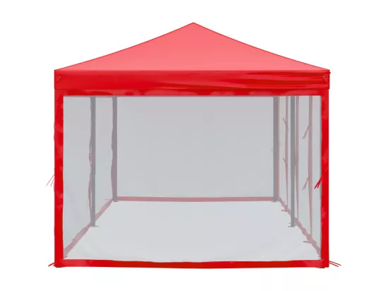 Tente de réception pliable avec parois Rouge 3x6 m