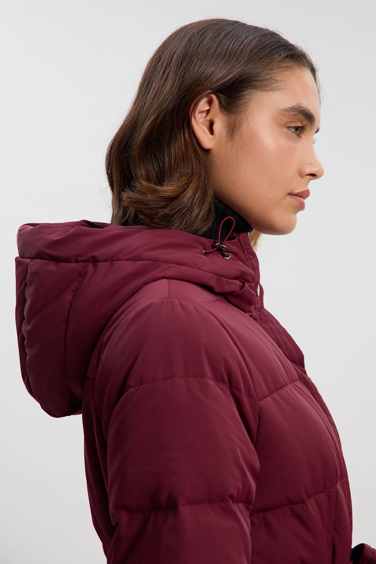 KarenMillen Manteau Maxi Ceinturé en Vrai Duvet