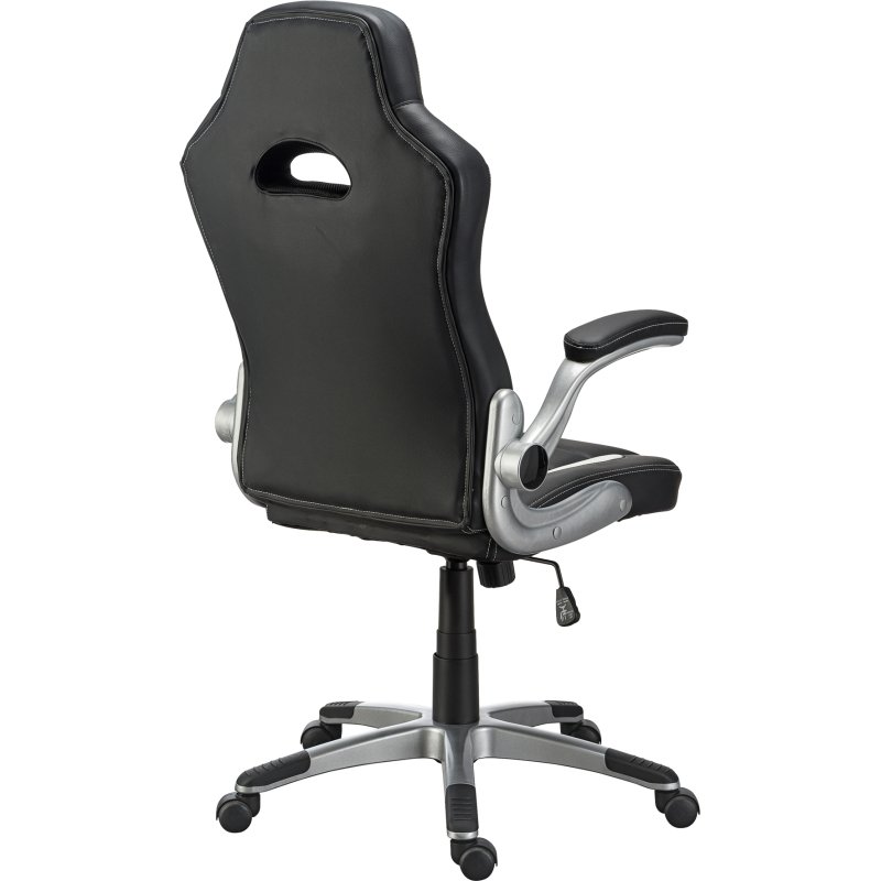 Fauteuil de bureau gamer NIGEL simili cuir - avec accoudoirs, appui-tête et soutien lombaire - Mécanisme Basculant centré - Pieds aluminium
