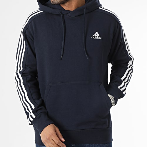 Sweat Capuche A Bandes 3 Stripes IC0436 Bleu Marine