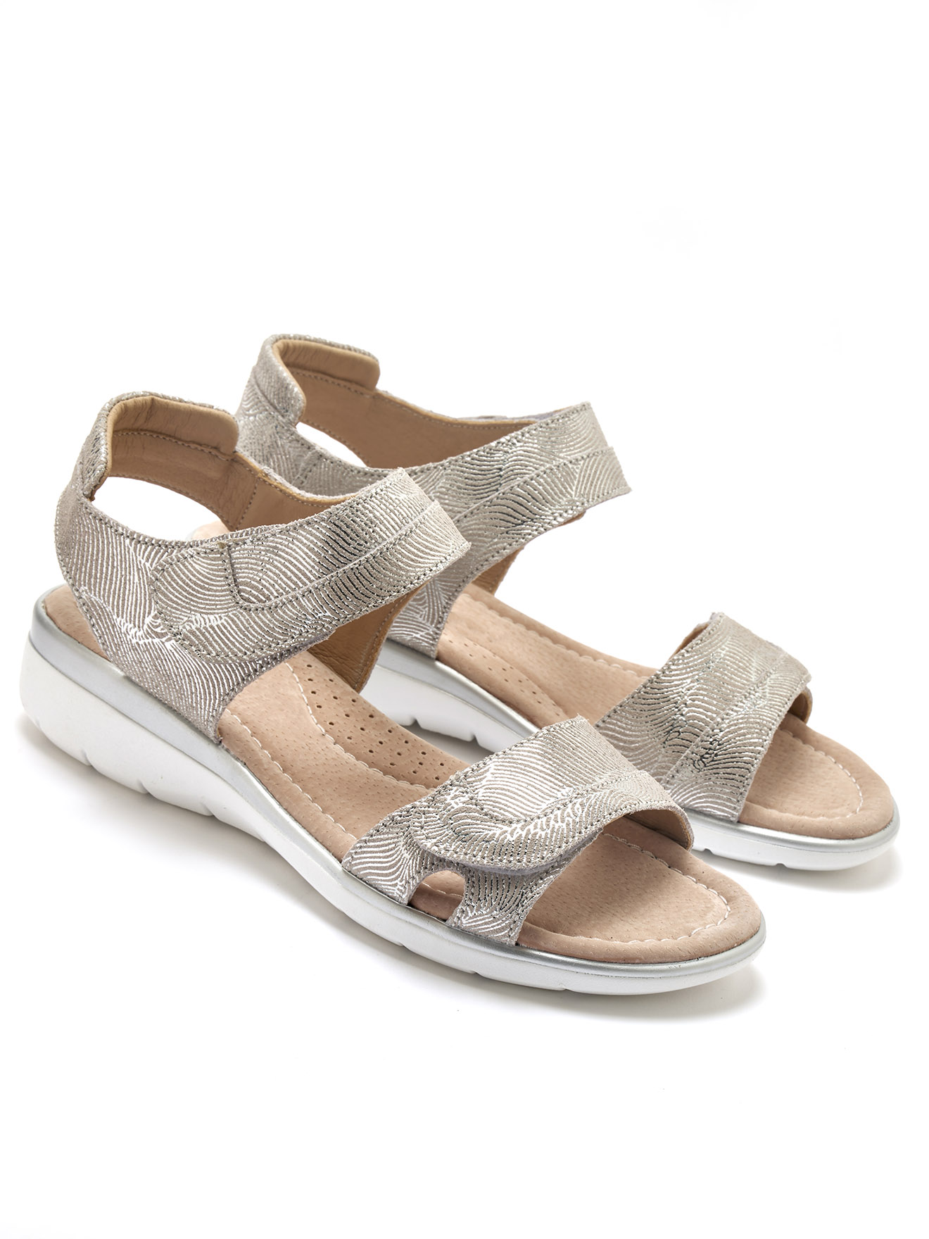 Sandales à scratchs cuir motifs irisés