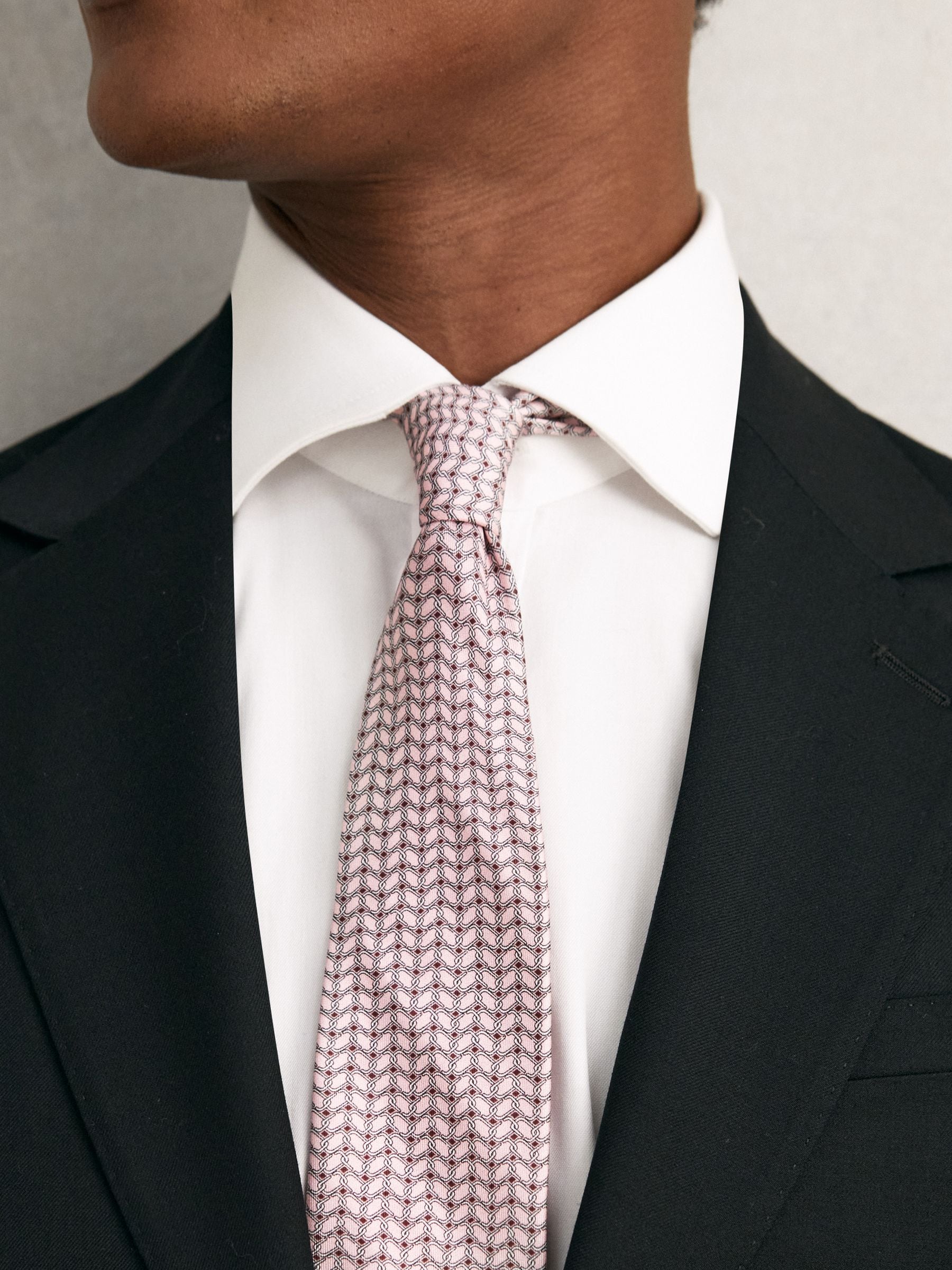 Zachtroze - Reiss Bernardo Silk Geometric-Chain Print Tie
