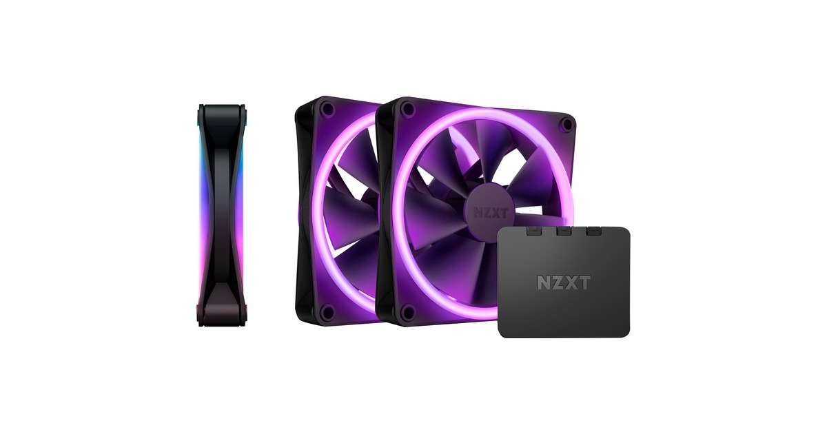 NZXTF120 RGB DUO case fans  (Zwart, 3 stuks, 120 x 120 x 25 mm, PWM, Incl. controller)