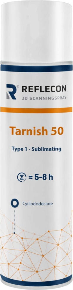 Reflecon  Tarnish 50 Scanningspray, 500 ml    Cyclododecan-basiertes, sublimierendes Mattierungsmittel für 3D-Scanner