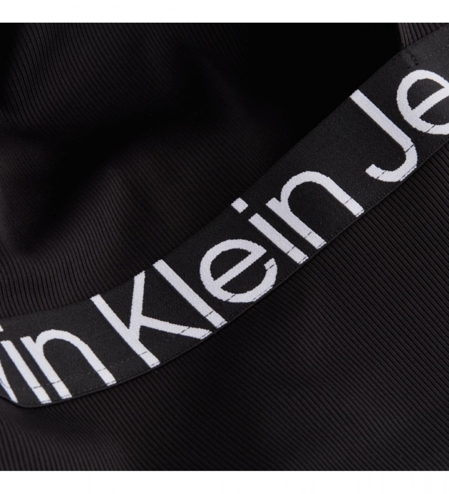 Vestido preto de manga curta com logo da Calvin Klein Jeans