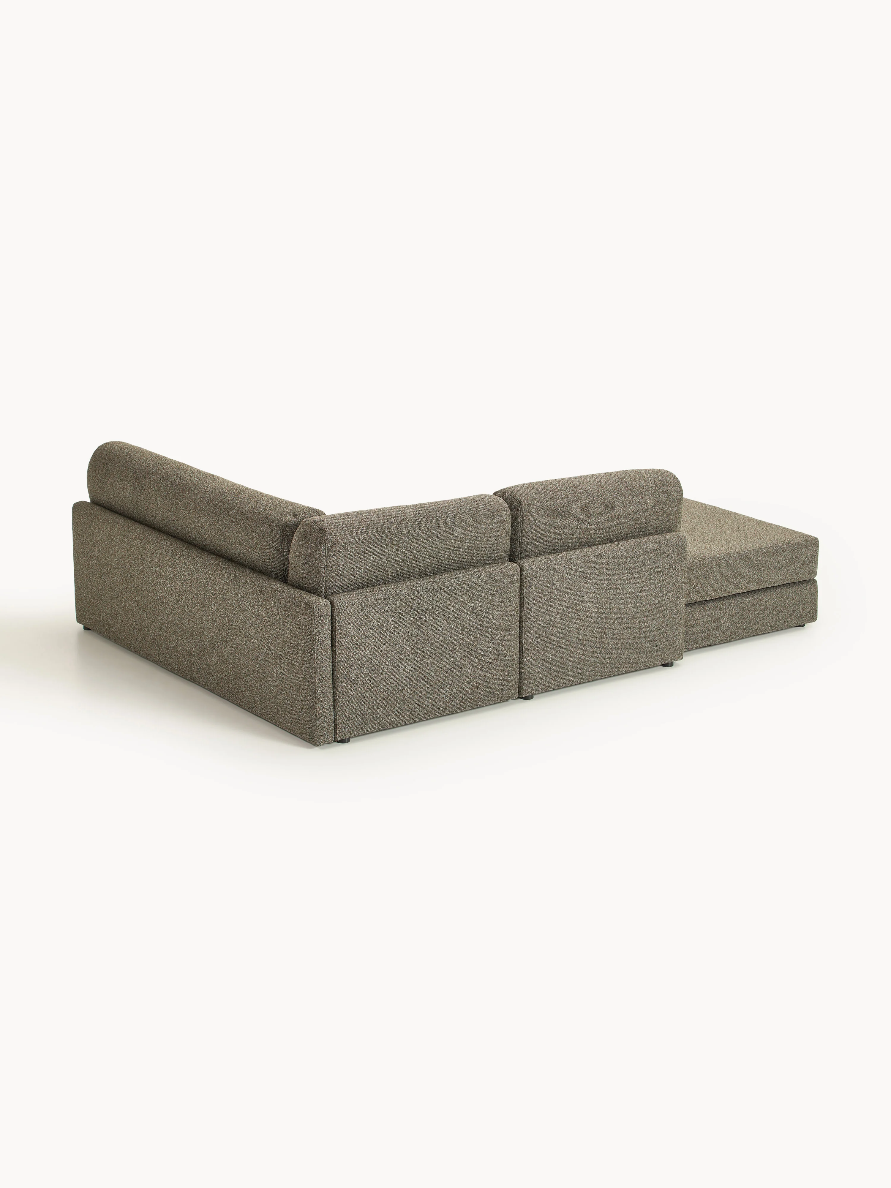 Bouclé hoekbankbed Ladina met opbergruimte