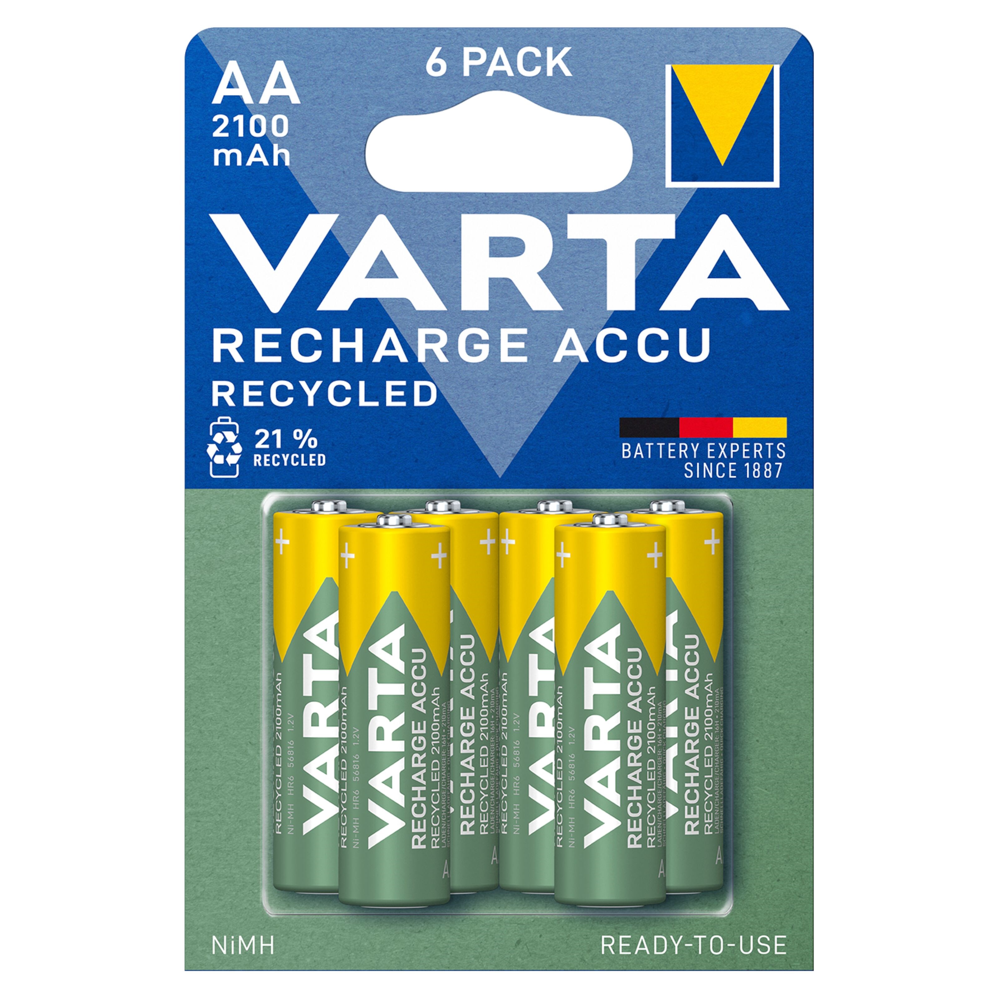 Varta Recharge Recycled AA-batterier 2100 mAh 6-pk.