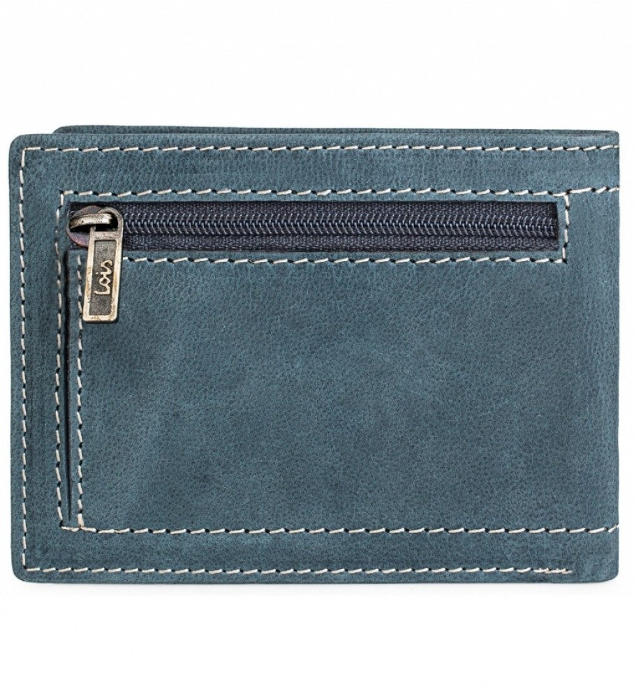 Carteira de couro Lois 201508 Azul - 11 x 8,5 cm -
