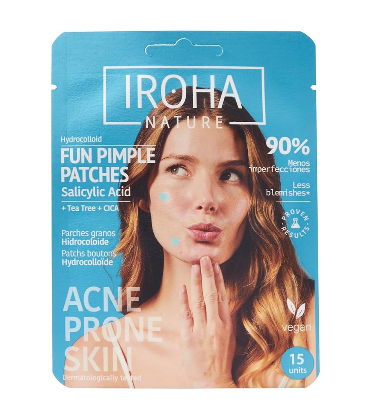 Iroha Nature - Patches para espinhas com ácido salicílico, tea tree e CICA Fun