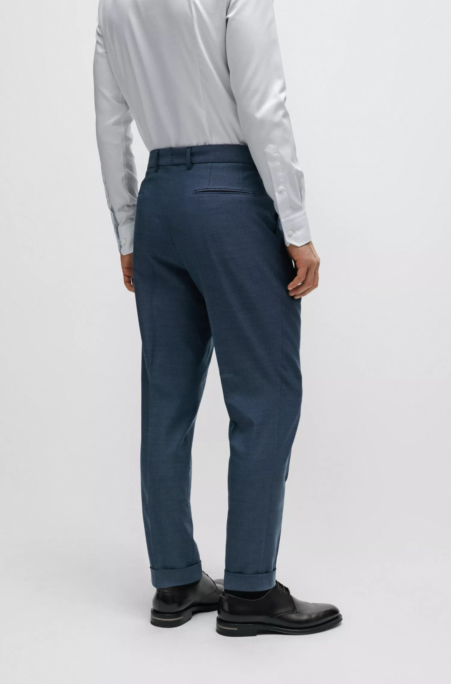 Calça BOSS Camel Slim-fit em mistura de lã com microestampa