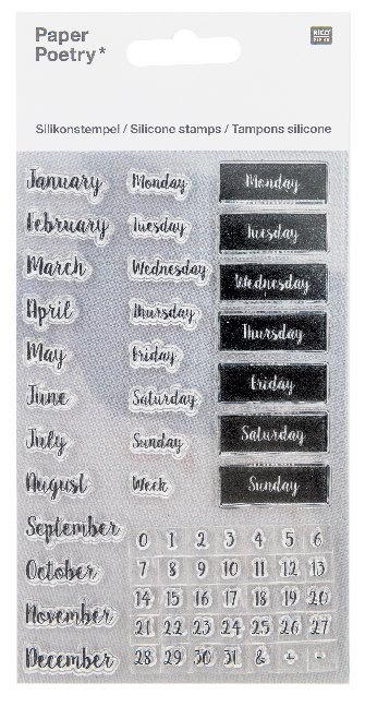 Silikonstempel, Bullet Diary, Kalender, Handschrift