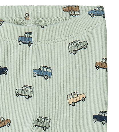 Name It Leggings - Rib - NbmHukab - Aqua Grau m. Autos
