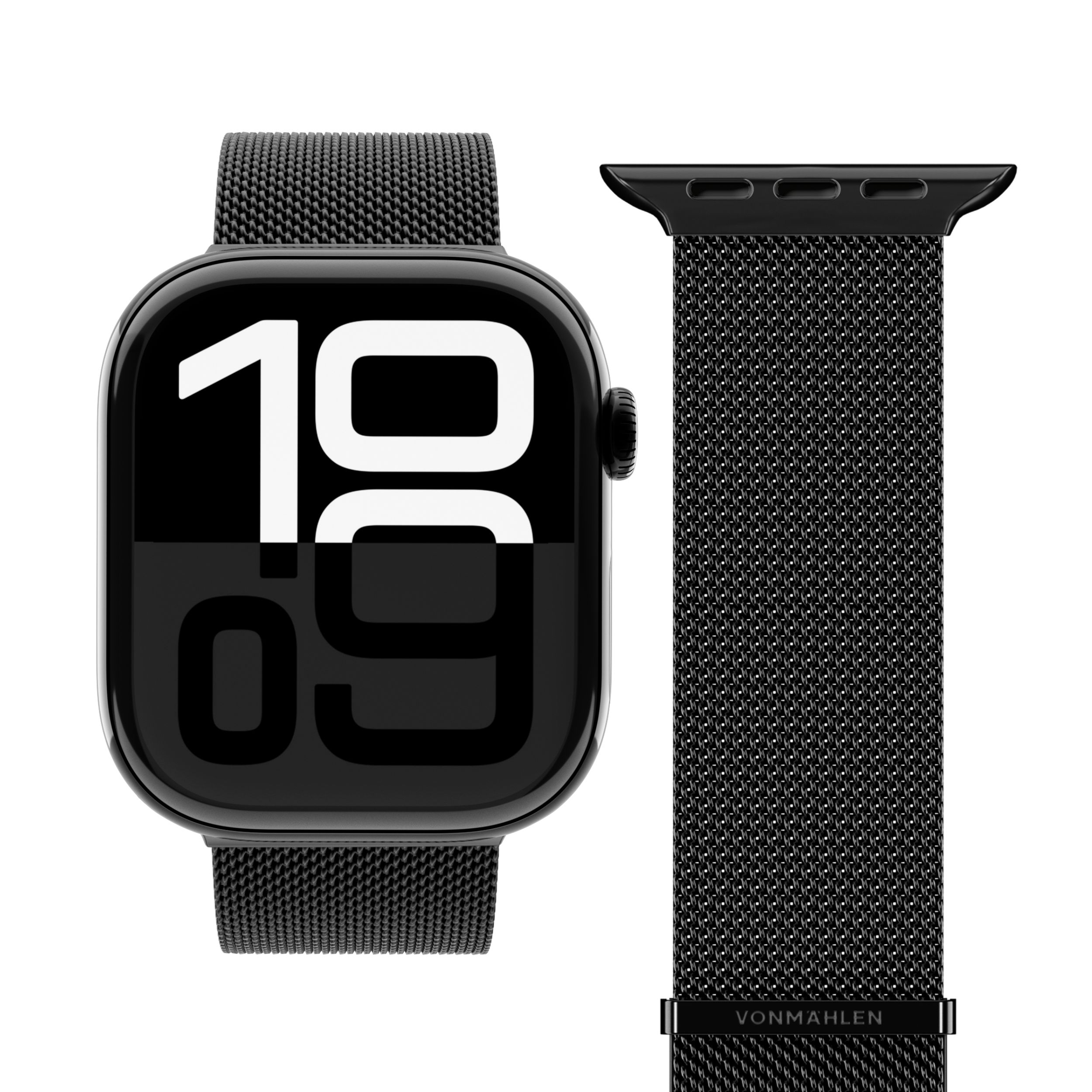 Milanese Loop 2 Apple Watch (49/46/45/44 mm) Edelstahl Armband (AWS00122) (Gelenkumfang: 130-200mm) - Schwarz