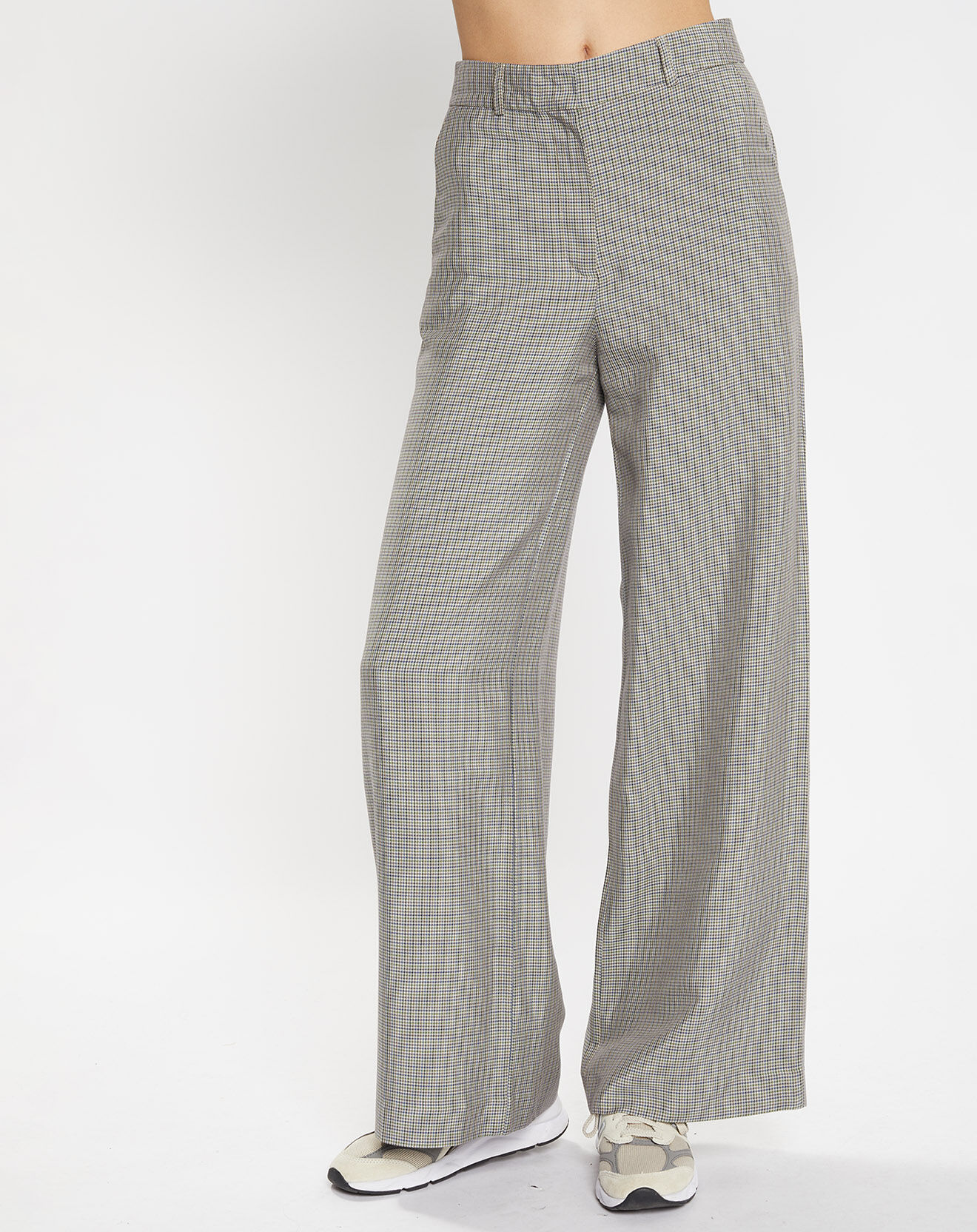 Galeries Lafayette Pantalon large et fluide imprimé pied-de-poule bleu