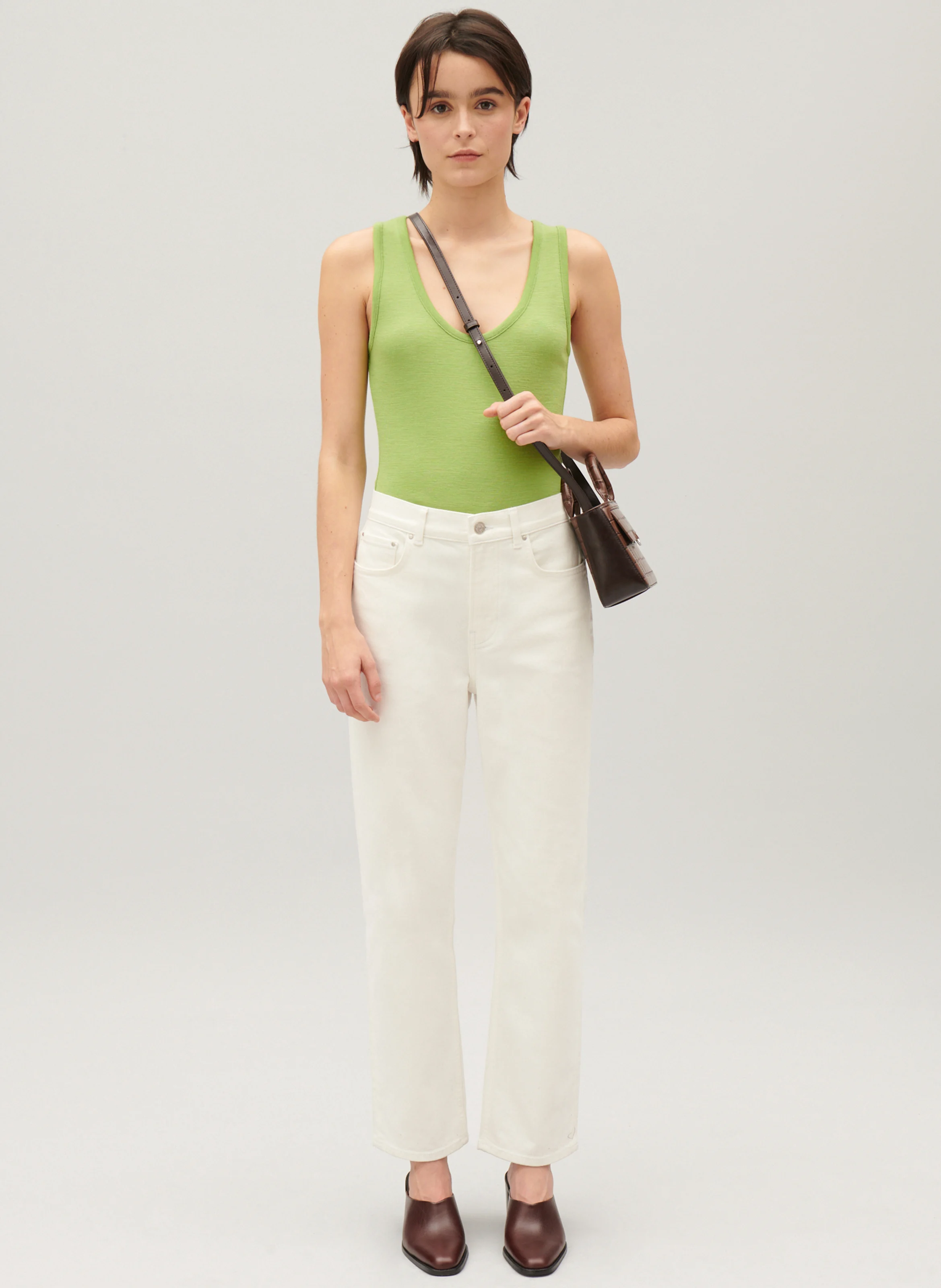 Jean droit taille haute| Blanc