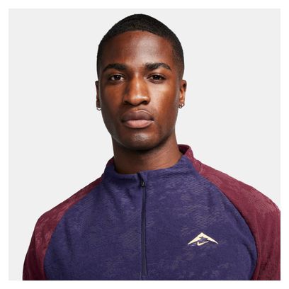 Haut Thermique 1/2 Zip Nike Dri-Fit Trail Bleu Rouge