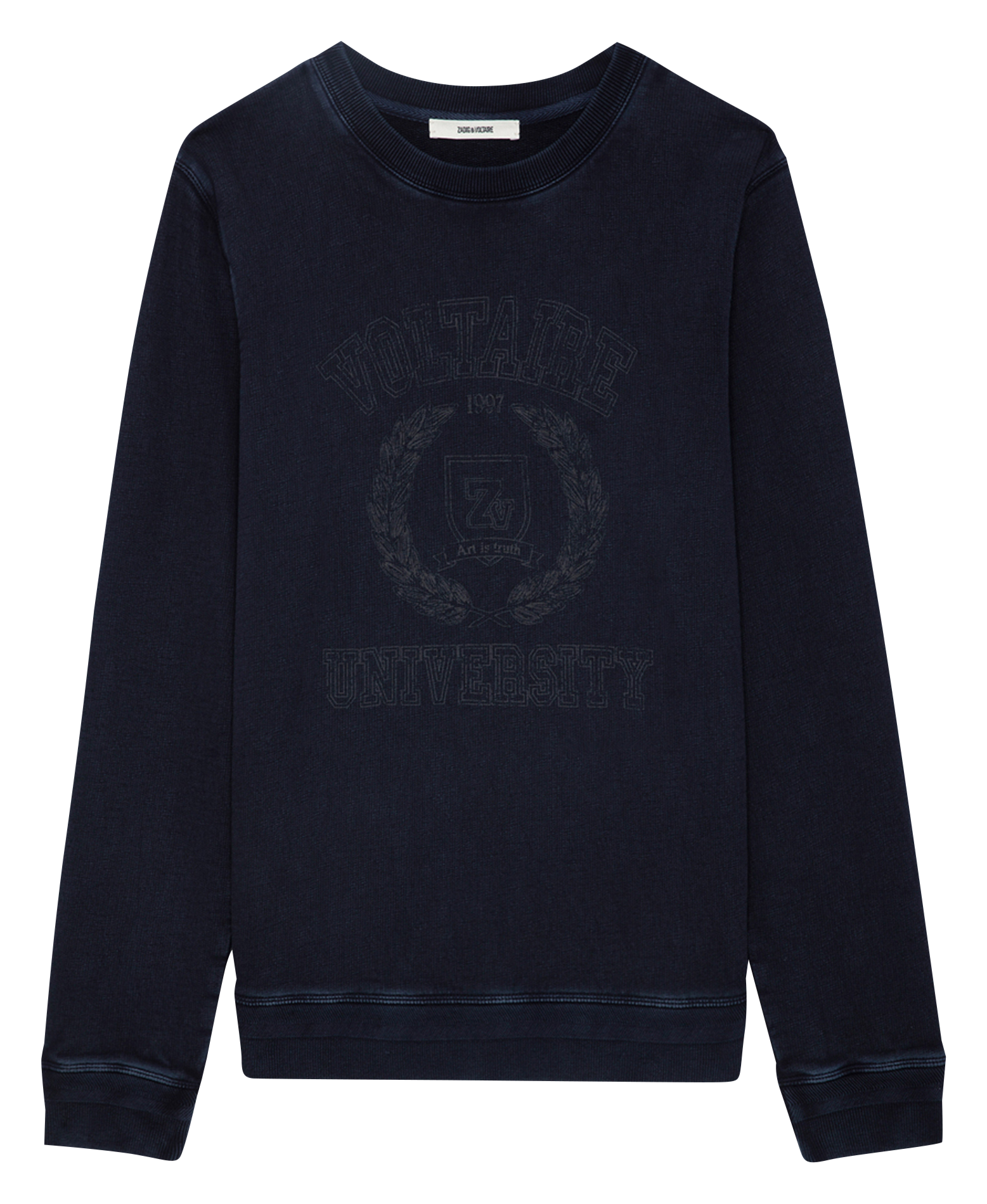 STONY - Sweatshirt col rond droit en coton bio| Bleu