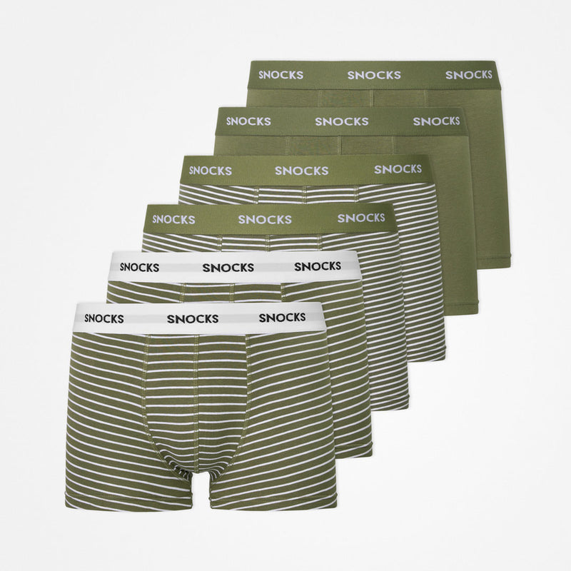 Boxershorts mit Streifen aus Bio-Baumwolle Olivgrüne Streifen