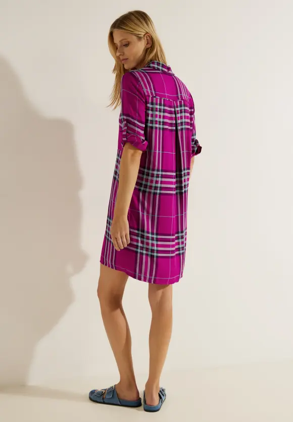 Karo Hemdblusenkleid - cool pink