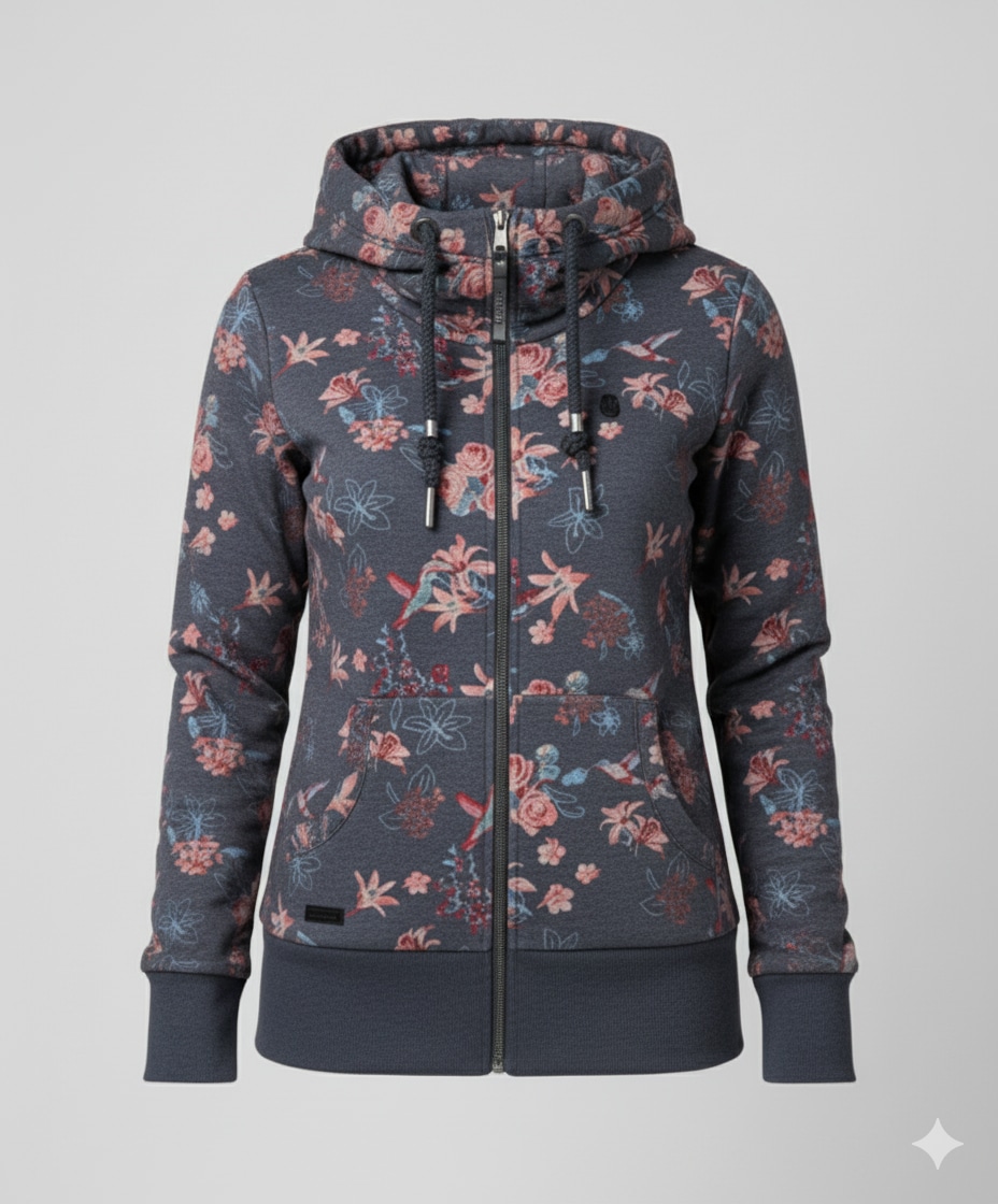 Ragwear Sweatjacke »NESKA ZIP FLOWERS O«, mit extra breiten Bündchen
