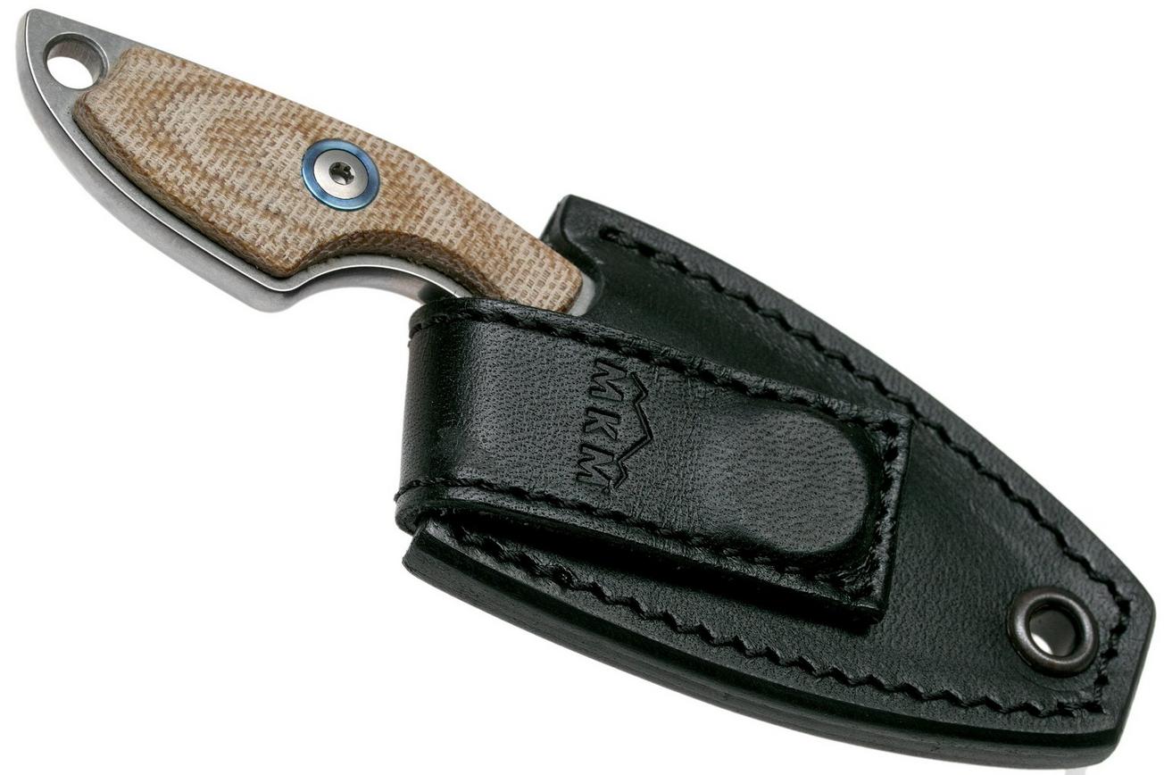 MKM Mikro 1 Drop, Stonewashed Natural Canvas Micarta nekmes, Jesper Voxnaes design