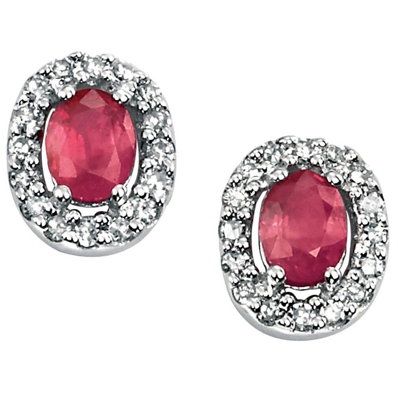 Boucle d'oreille rubis et diamant en Or blanc 375/1000