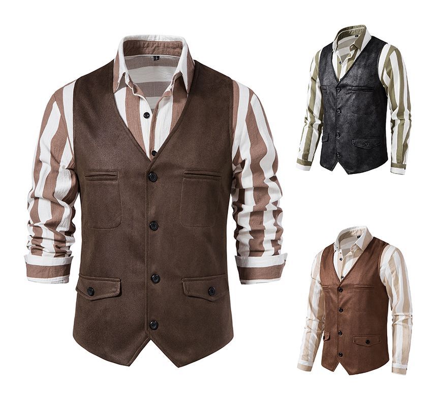 Fireon - V-hals corduroy vest met knopen