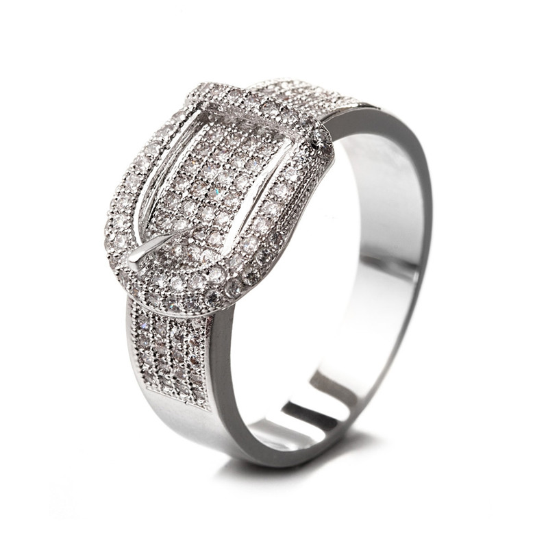 Bague Ceinture Femme Cristal Cubic Zirconia Blanc