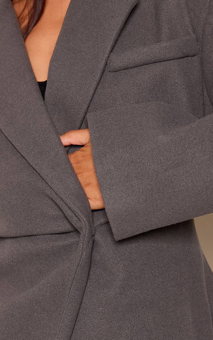 Charbon Blazer Cintré Effet Laine