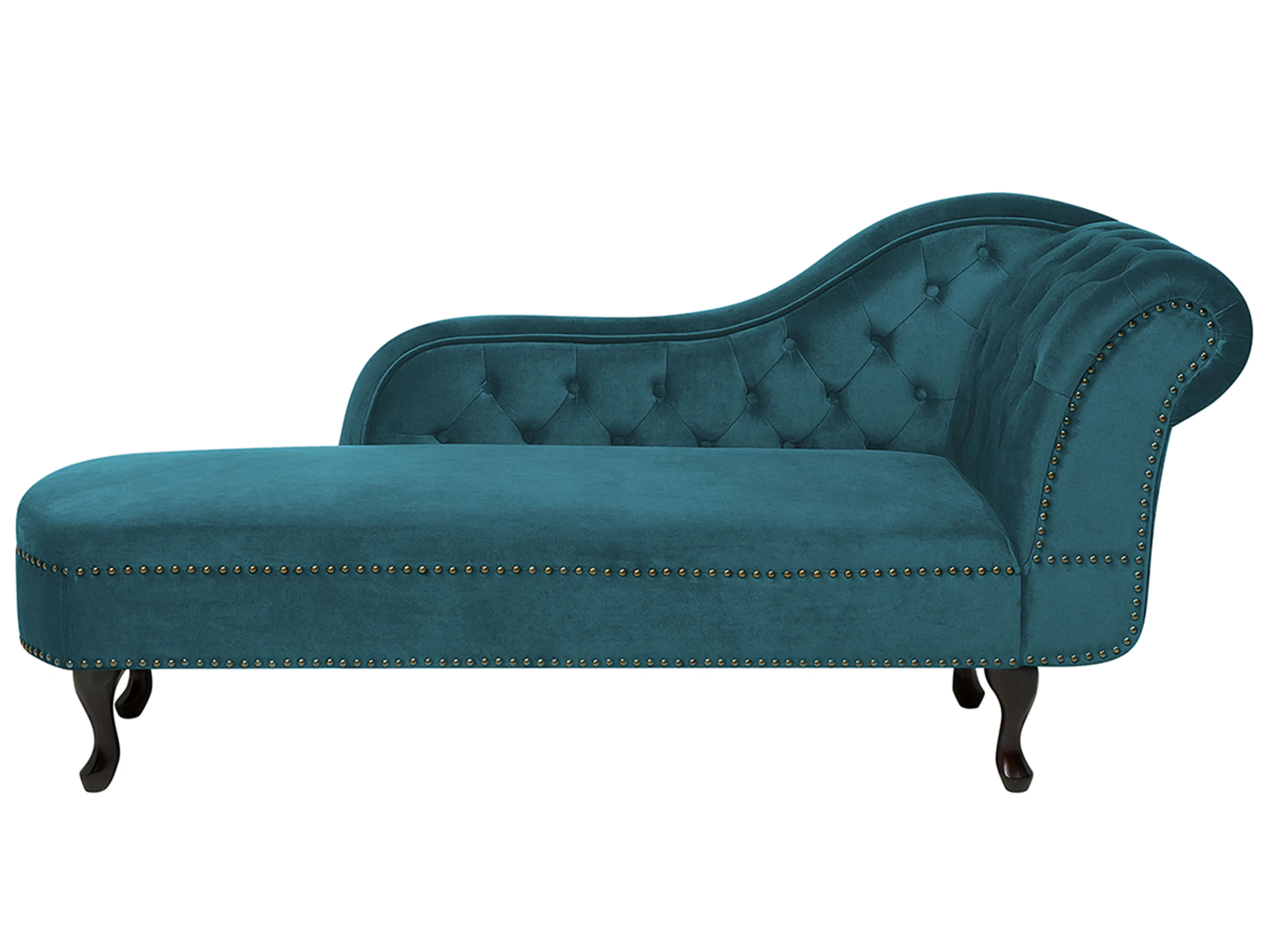 Rechtszijdige chaise longue NIMES Fluweel Groenblauw