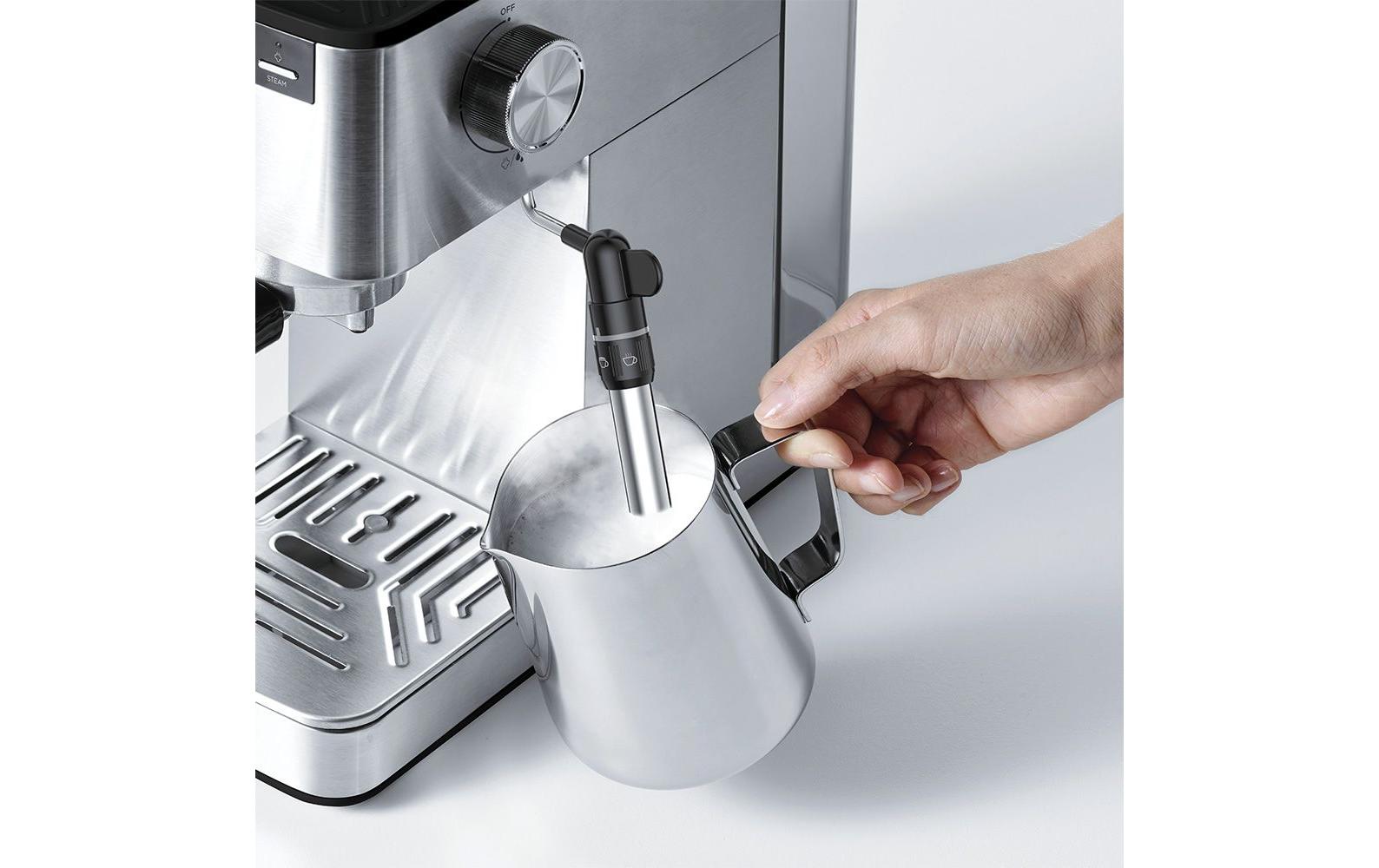 Siebträgermaschine Coffea P10S Silber<br>Manuelle Espressomaschine