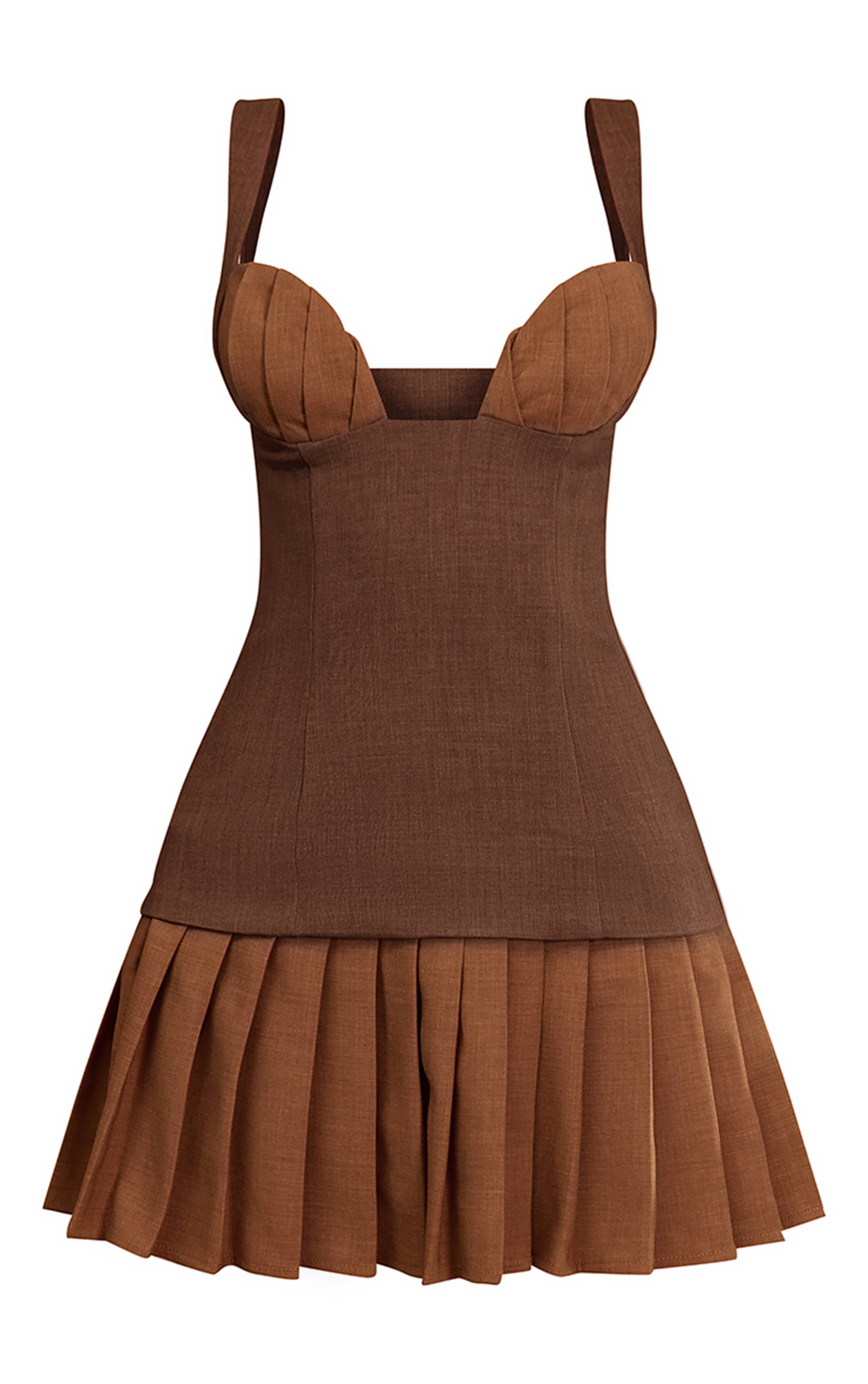 Moka Robe Moulante PLT Label À Buste Plissé Contrasté Et Coupe Ajustée