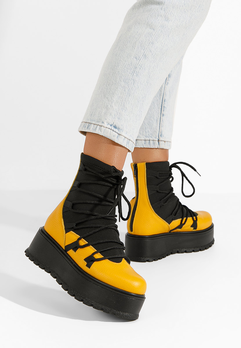 Bottines femme en cuir jaunes Amelia