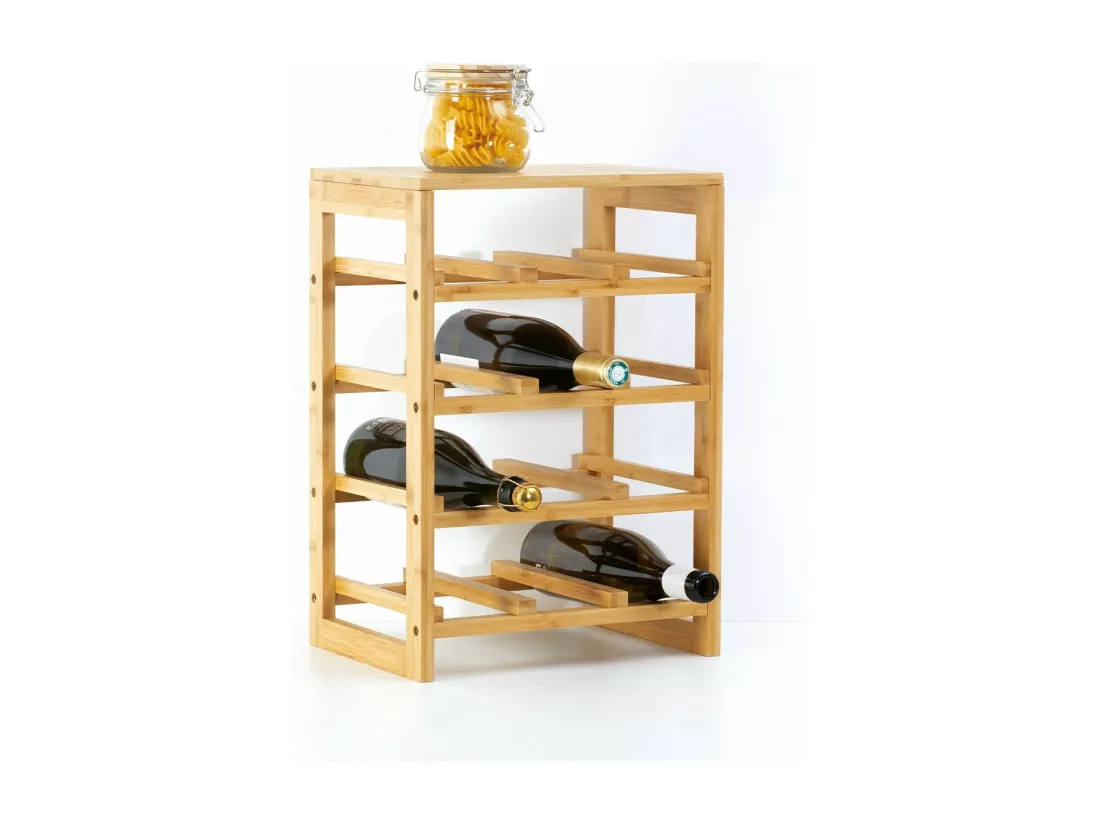 Range Bouteilles en Bambou capacité 12 Bouteilles H 47 cm