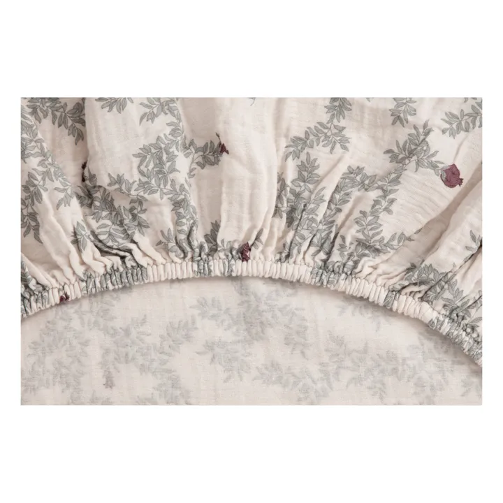 garbo&friends Drap-housse Pomegranate en mousseline de coton | Beige