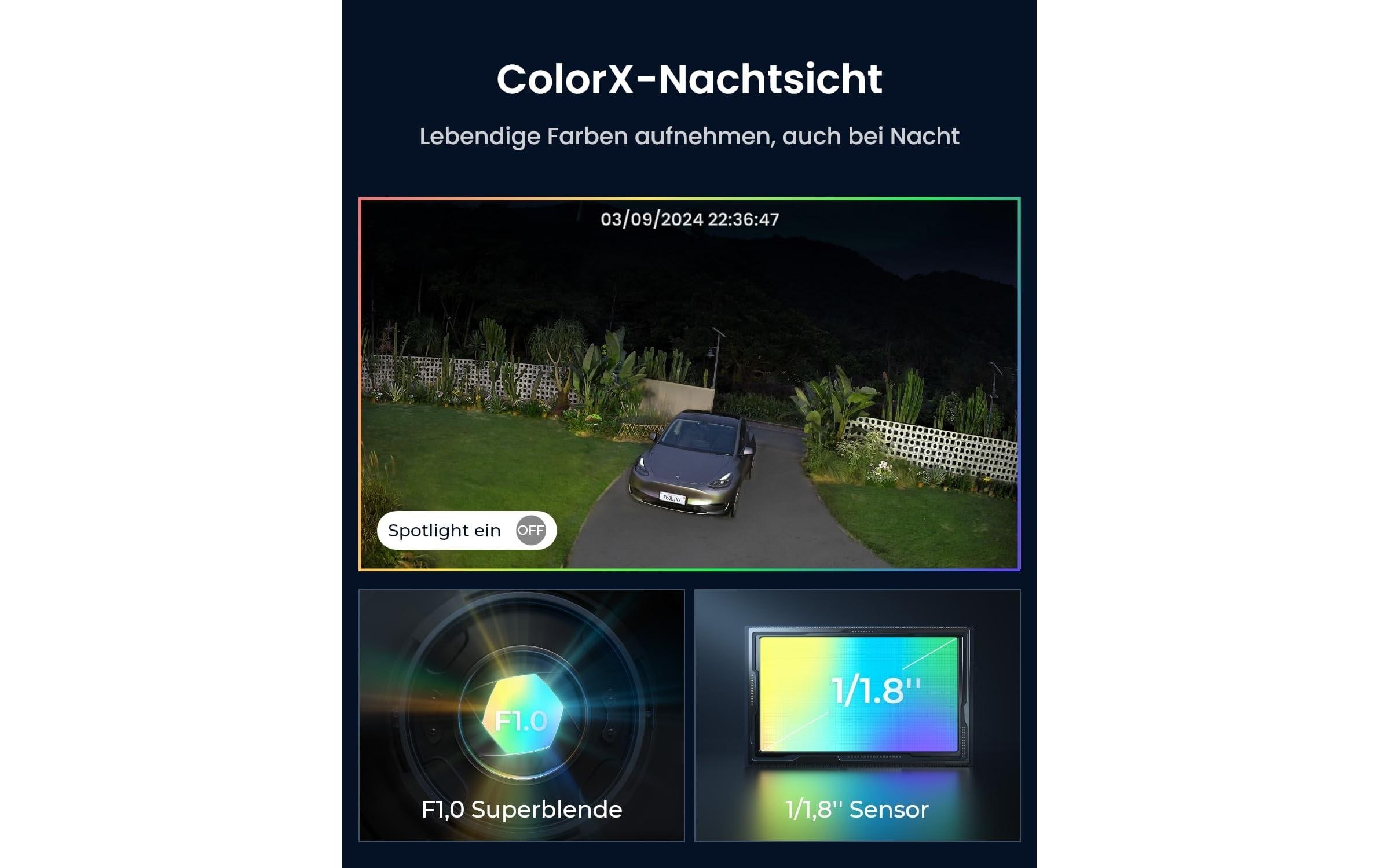 Netzwerkkamera B660 Altas PT Ultra + Solar 360° 4K 8 MP<br>Kabellose, akkubetriebene 4K ColorX Nachtsicht, 360° schwenkbare 90° neigbare 8 MP wetterfeste smarte Überwachungskamera mit Scheinwerfer und Bewegungssensor für In- & Outdoor